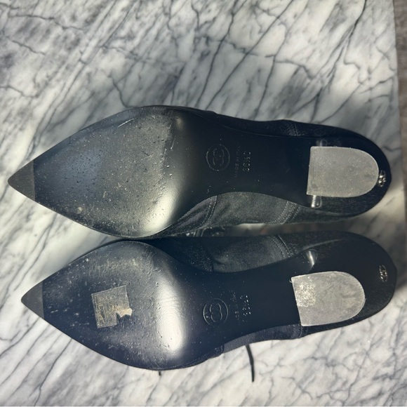 CHANEL-USED- Pre-Fall 18A, Grosgrain Pearl Oxford Lace Up Booties EU36.5/US6.5 - Picture 5 of 8